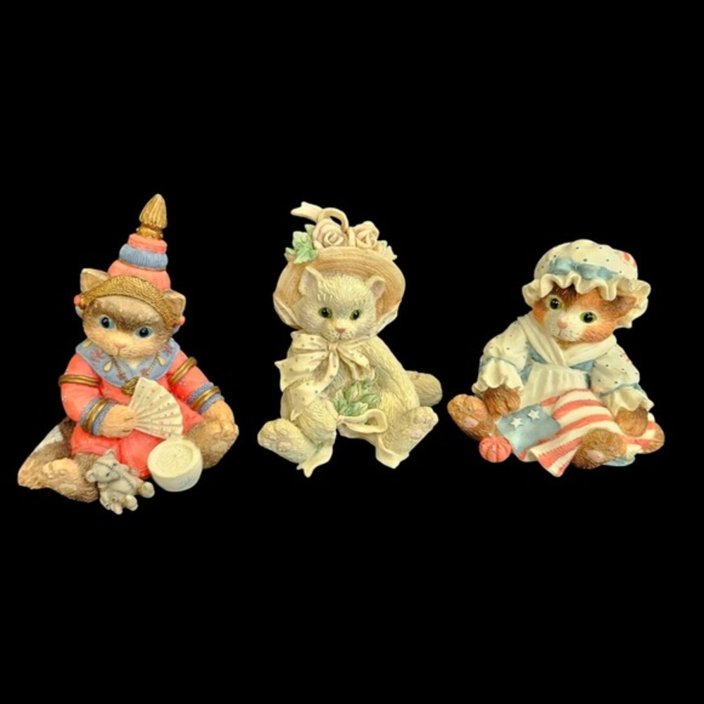 Calico Kittens Priscilla Hillman Enesco Friendship Theme Lot of 3 Vtg READ‎